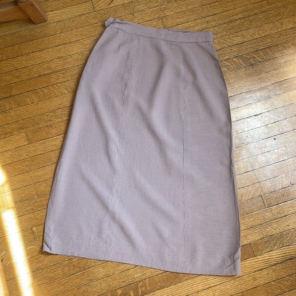 1940’s Light Pink and Grey Muted Houndstooth Pencil Skirt with Side Metal Zip - Picture 7 of 14
